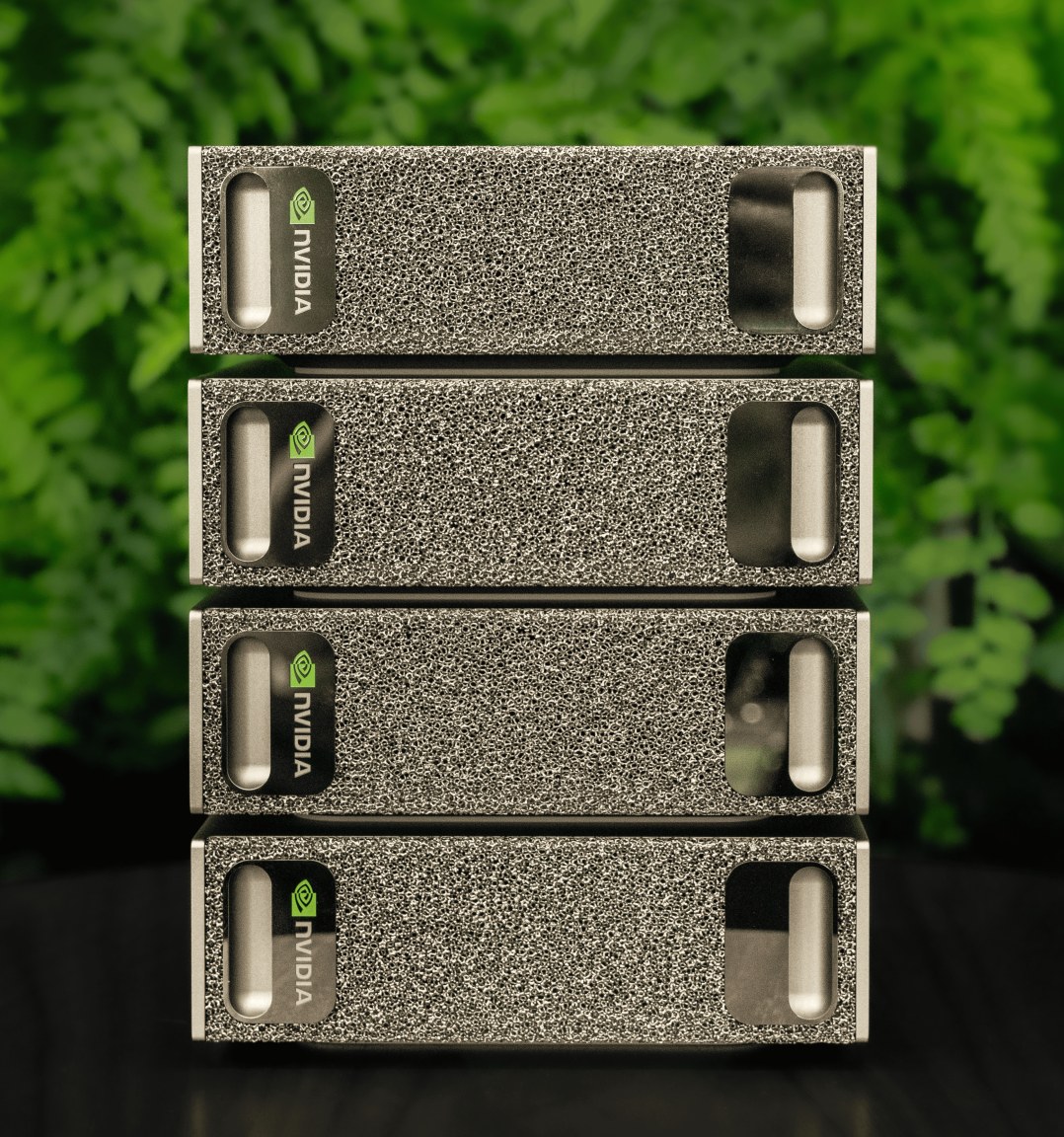 Four NVIDIA DGX Spark chassis stacked